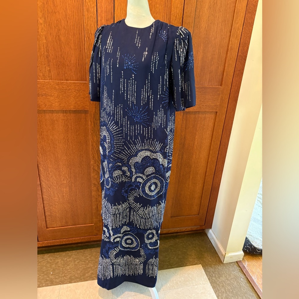 Alyce Designs Vintage Navy Blue Sparkle Dress Gown 🎆 WOW Size 12